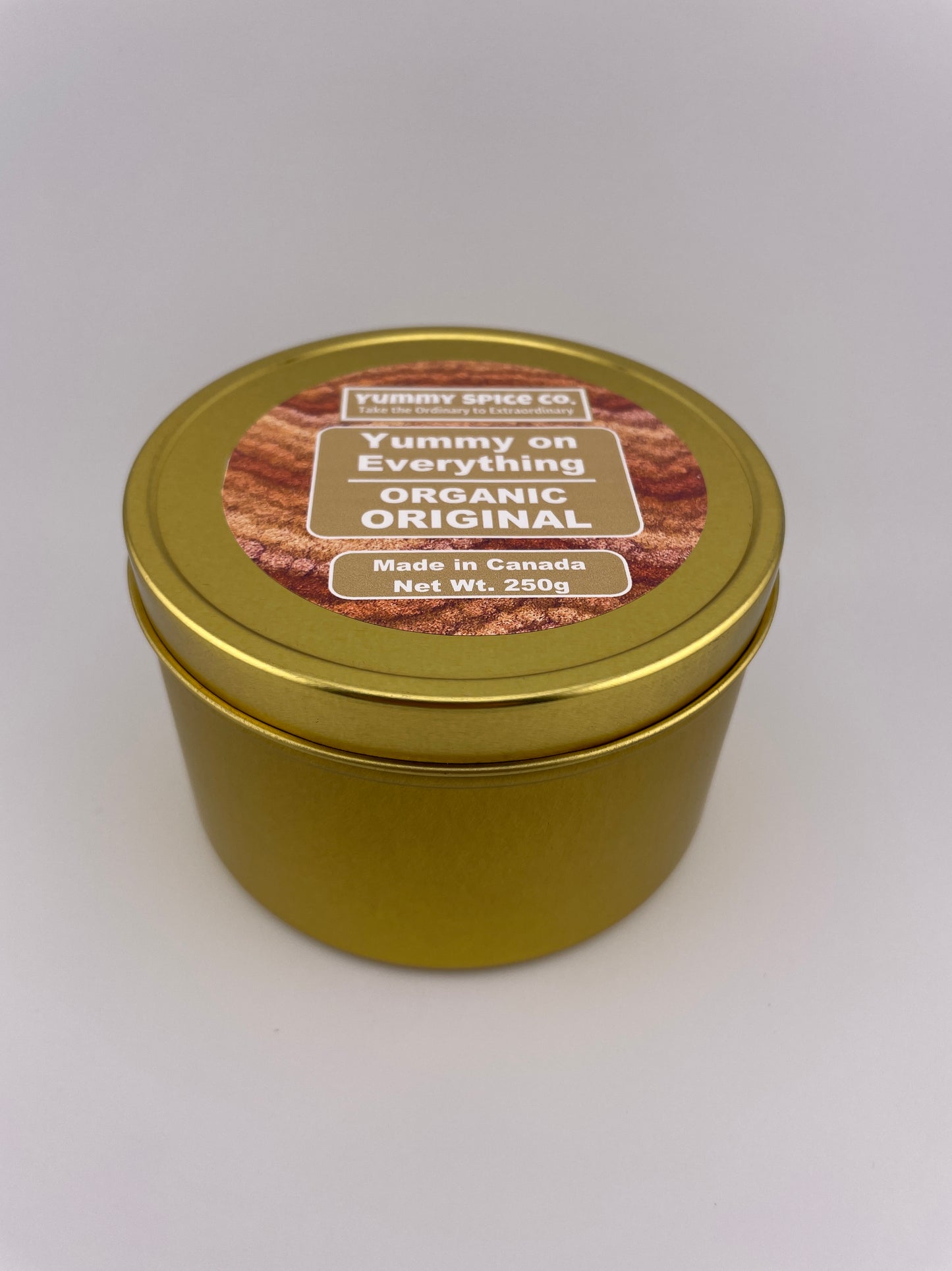 Yummy on Everything Organic/Kosher Original Flavour Large Gold Tin 250g