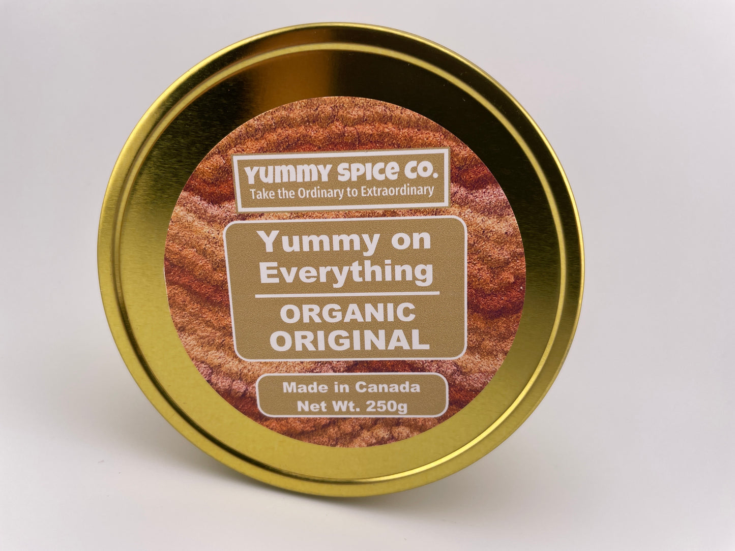 Yummy on Everything Organic/Kosher Original Flavour Large Gold Tin 250g