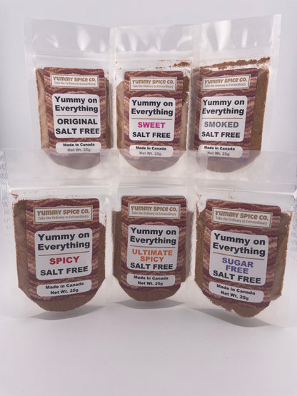 Yummy on Everything - 6 Flavour Sample Pack - Salt Free